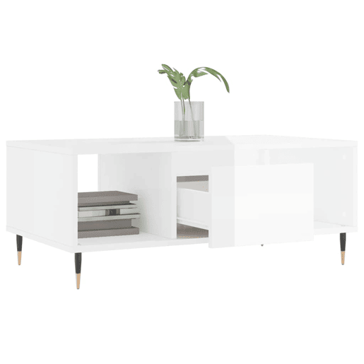 Mesa de Centro, Mesa baixa, 90x50x36,5 cm derivados madeira branco brilhante