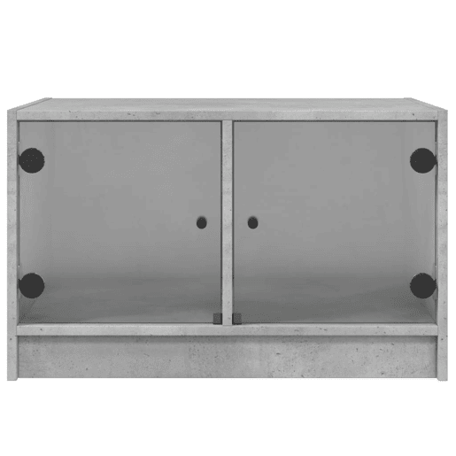 Mesa de Centro, Mesa baixa, c portas de vidro 68x50x42 cm cinza cimento