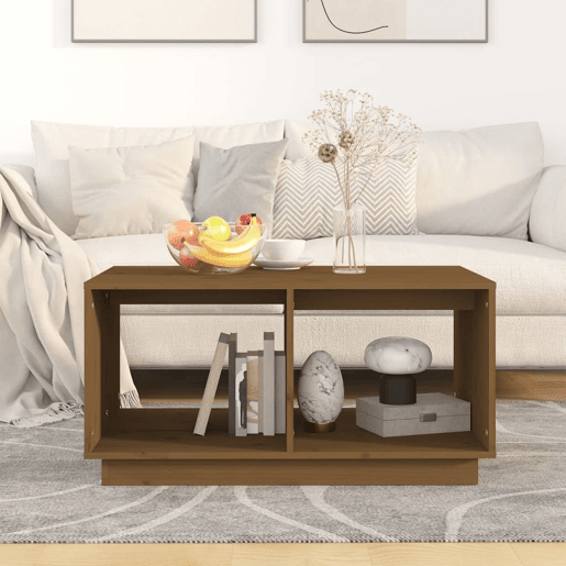 Mesa de Centro, Mesa baixa, 80x50x40 cm madeira de pinho maciça castanho-mel