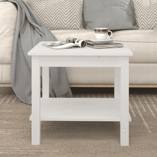 Mesa de Centro, Mesa baixa, 50x50x45 cm pinho maciço branco