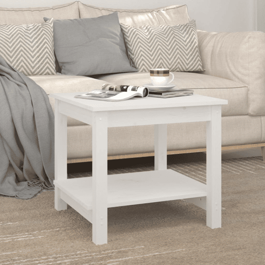 Mesa de Centro, Mesa baixa, 50x50x45 cm pinho maciço branco