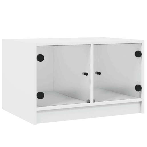 Mesa de Centro, Mesa baixa, c portas de vidro 68x50x42 cm branco