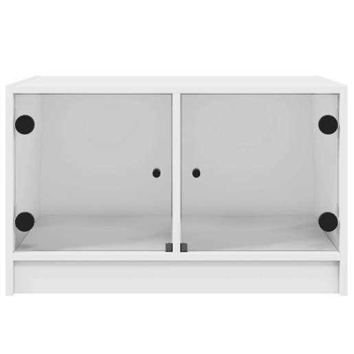 Mesa de Centro, Mesa baixa, c portas de vidro 68x50x42 cm branco