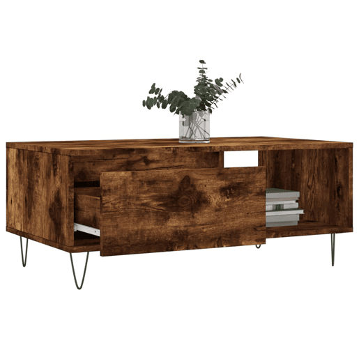 Mesa de Centro, Mesa baixa, 90x50x36,5 cm derivados madeira carvalho fumado