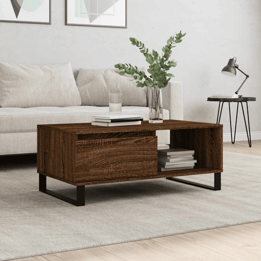 Mesa de Centro, Mesa baixa, 90x50x36,5cm derivados madeira carvalho castanho