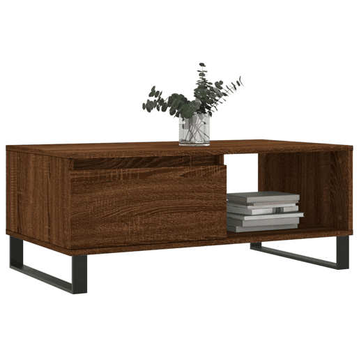 Mesa de Centro, Mesa baixa, 90x50x36,5cm derivados madeira carvalho castanho