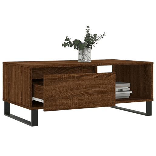 Mesa de Centro, Mesa baixa, 90x50x36,5cm derivados madeira carvalho castanho