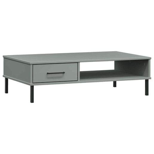 Mesa de Centro, Mesa baixa, c pernas de metal pinho maciço OSLO cinzento