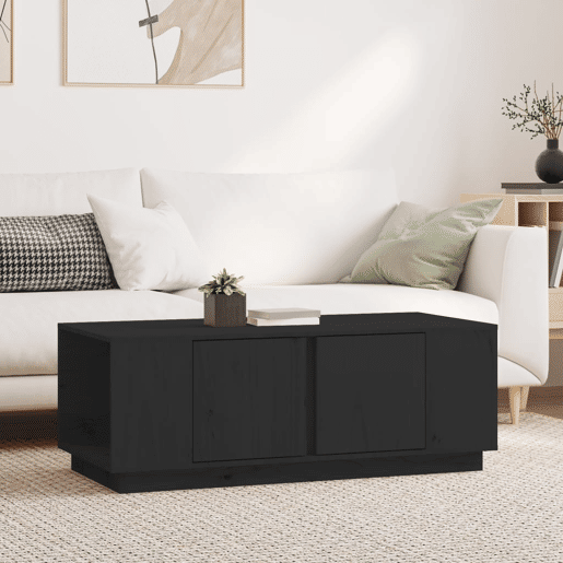 Mesa de Centro, Mesa baixa, 110x50x40 cm madeira de pinho maciça preto