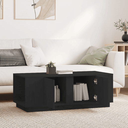 Mesa de Centro, Mesa baixa, 110x50x40 cm madeira de pinho maciça preto