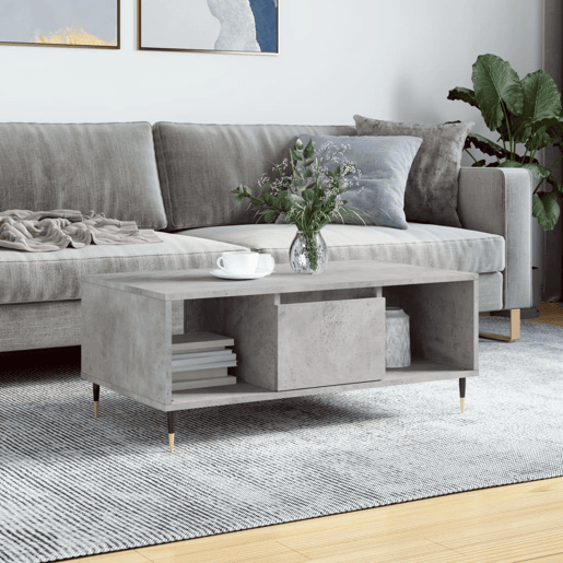 Mesa de Centro, Mesa baixa, 90x50x36,5 cm derivados madeira cinzento cimento