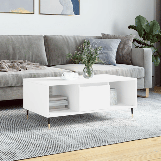 Mesa de Centro, Mesa baixa, 90x50x36,5 cm derivados de madeira branco