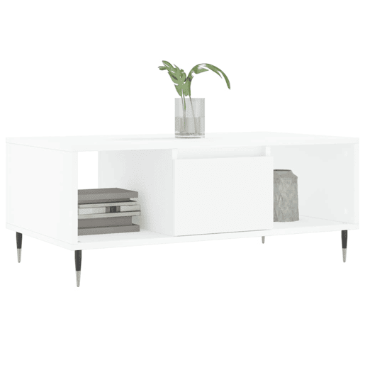 Mesa de Centro, Mesa baixa, 90x50x36,5 cm derivados de madeira branco
