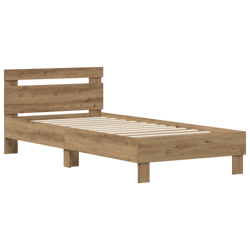 Estrutura de cama de solteiro moderno com cabeceira - Carvalho Artesanal 75 x 190 cm