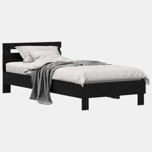 Estrutura de cama de solteiro para adultos com cabeceira Carvalho Preto 98.5 x 200 cm
