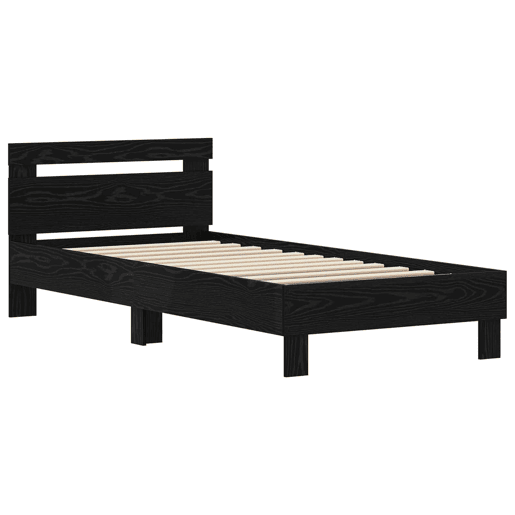 Estrutura de cama de solteiro para adultos com cabeceira Carvalho Preto 98.5 x 200 cm