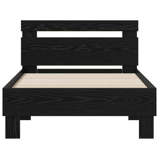 Estrutura de cama de solteiro para adultos com cabeceira Carvalho Preto 98.5 x 200 cm