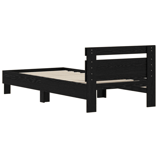 Estrutura de cama de solteiro para adultos com cabeceira Carvalho Preto 98.5 x 200 cm