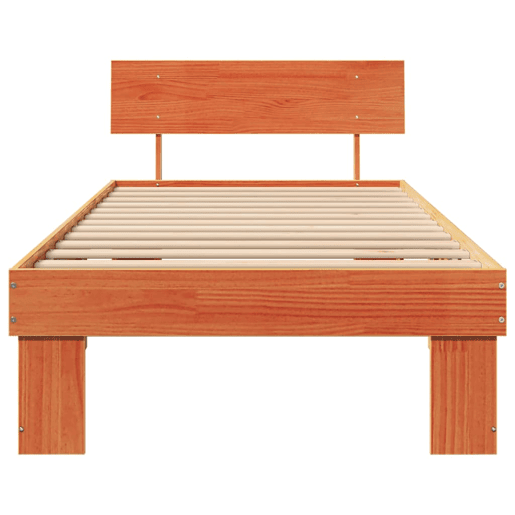 Estrutura de cama de solteiro moderno com cabeceira - Marrom Cera 80 x 200 cm