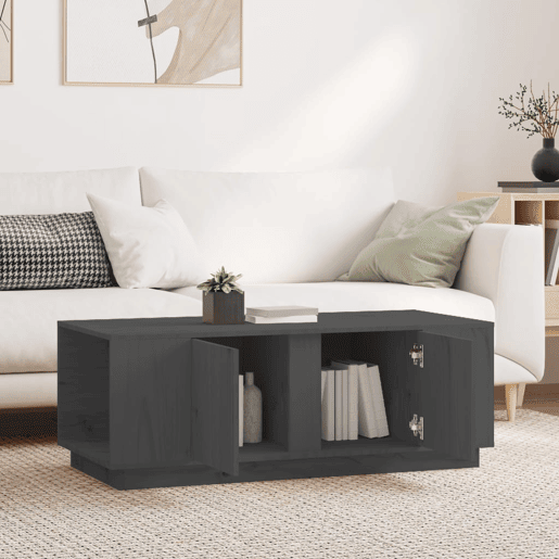 Mesa de Centro, Mesa baixa, 110x50x40 cm madeira de pinho maciça cinzento