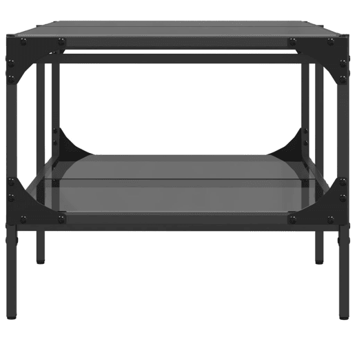 Mesa de Centro, Mesa baixa com topo em vidro preto 98,5x50x45 cm aço