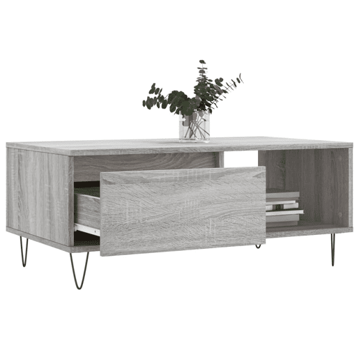 Mesa de Centro, Mesa baixa, 90x50x36,5 cm derivados madeira cinzento sonoma