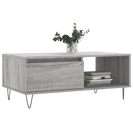 Mesa de Centro, Mesa baixa, 90x50x36,5 cm derivados madeira cinzento sonoma