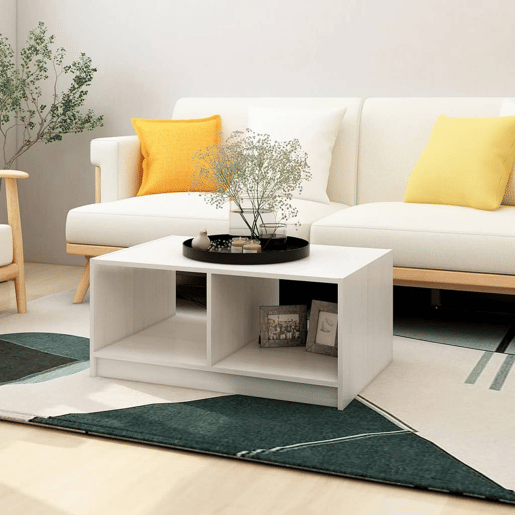 Mesa de Centro, Mesa baixa, 75x50x33,5 cm madeira de pinho maciça branco