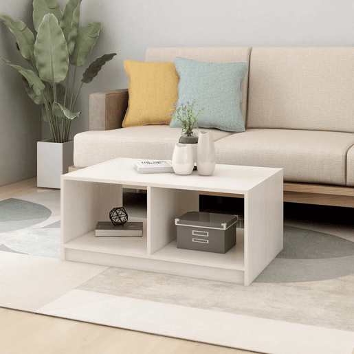 Mesa de Centro, Mesa baixa, 75x50x33,5 cm madeira de pinho maciça branco