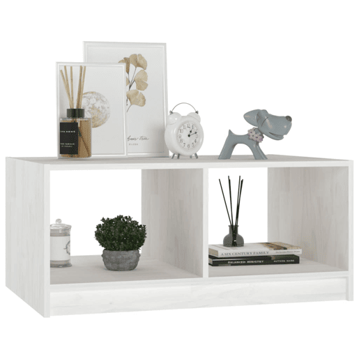 Mesa de Centro, Mesa baixa, 75x50x33,5 cm madeira de pinho maciça branco