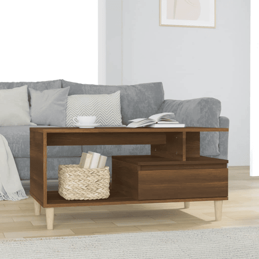 Mesa de Centro, Mesa baixa, 90x49x45 cm derivados de madeira carvalho castanho