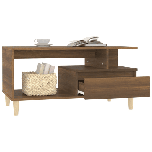 Mesa de Centro, Mesa baixa, 90x49x45 cm derivados de madeira carvalho castanho