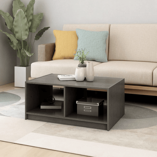 Mesa de Centro, Mesa baixa, 75x50x33,5 cm madeira de pinho maciça cinzento