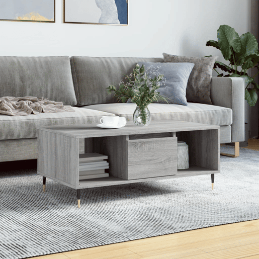 Mesa de Centro, Mesa baixa, 90x50x36,5 cm derivados madeira cinzento sonoma