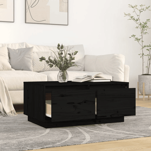 Mesa de Centro, Mesa baixa, 80x50x35 cm madeira de pinho maciça preto