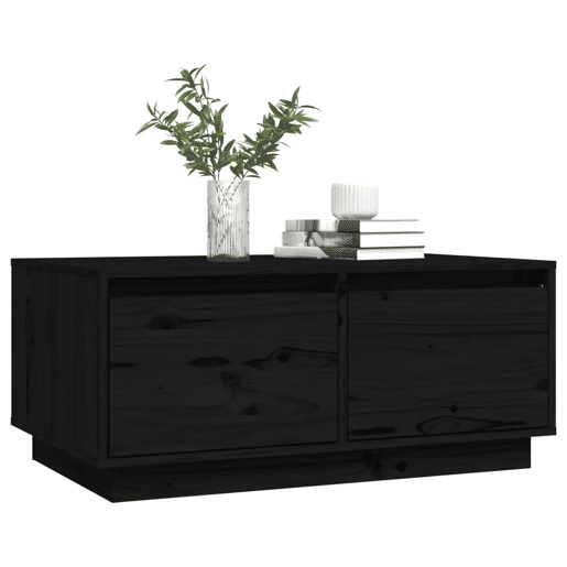 Mesa de Centro, Mesa baixa, 80x50x35 cm madeira de pinho maciça preto