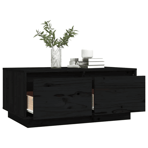 Mesa de Centro, Mesa baixa, 80x50x35 cm madeira de pinho maciça preto