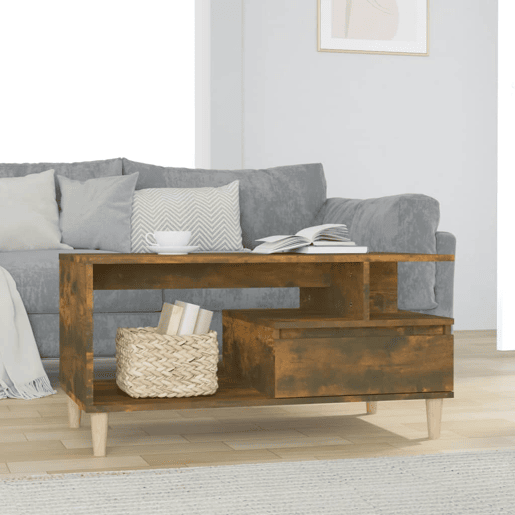 Mesa de Centro, Mesa baixa, 90x49x45 cm derivados madeira carvalho fumado