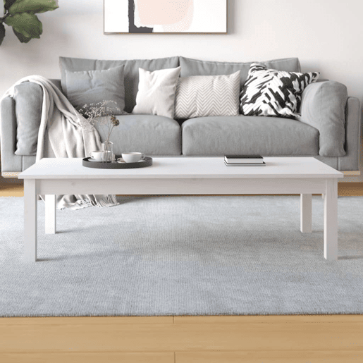 Mesa de Centro, Mesa baixa, 110x50x30 cm pinho maciço branco