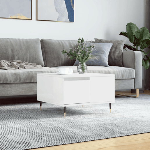 Mesa de Centro, Mesa baixa, 55x55x36,5 cm derivados madeira branco brilhante