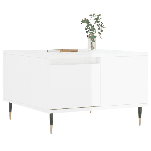 Mesa de Centro, Mesa baixa, 55x55x36,5 cm derivados madeira branco brilhante
