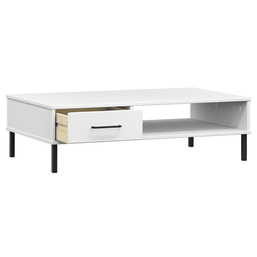 Mesa de Centro, Mesa baixa, c pernas de metal pinho maciço OSLO branco