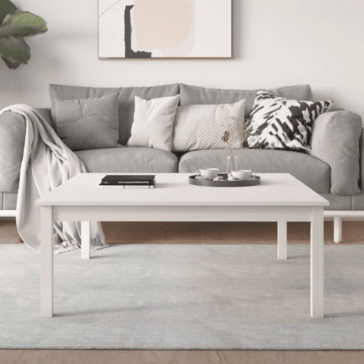 Mesa de Centro, Mesa baixa, 100x100x40 cm pinho maciço branco