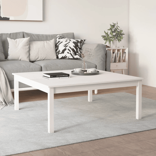 Mesa de Centro, Mesa baixa, 100x100x40 cm pinho maciço branco