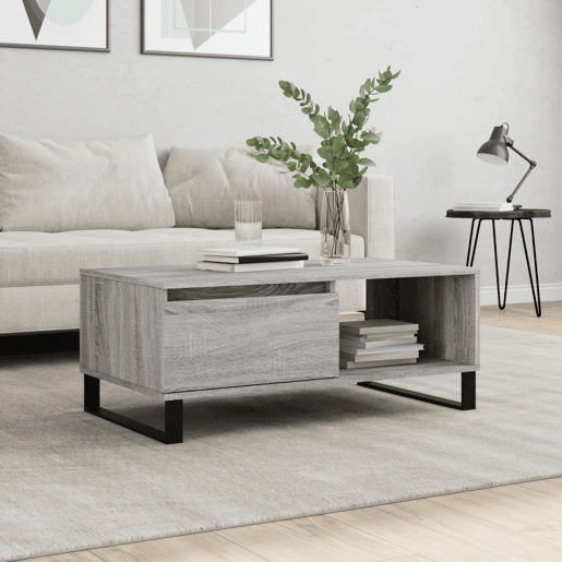 Mesa de Centro, Mesa baixa, 90x50x36,5 cm derivados madeira cinzento sonoma
