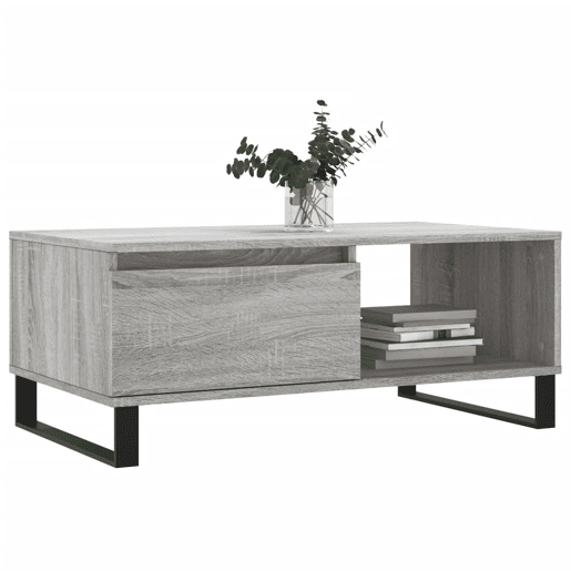 Mesa de Centro, Mesa baixa, 90x50x36,5 cm derivados madeira cinzento sonoma