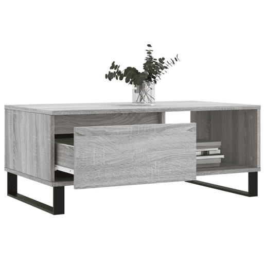Mesa de Centro, Mesa baixa, 90x50x36,5 cm derivados madeira cinzento sonoma