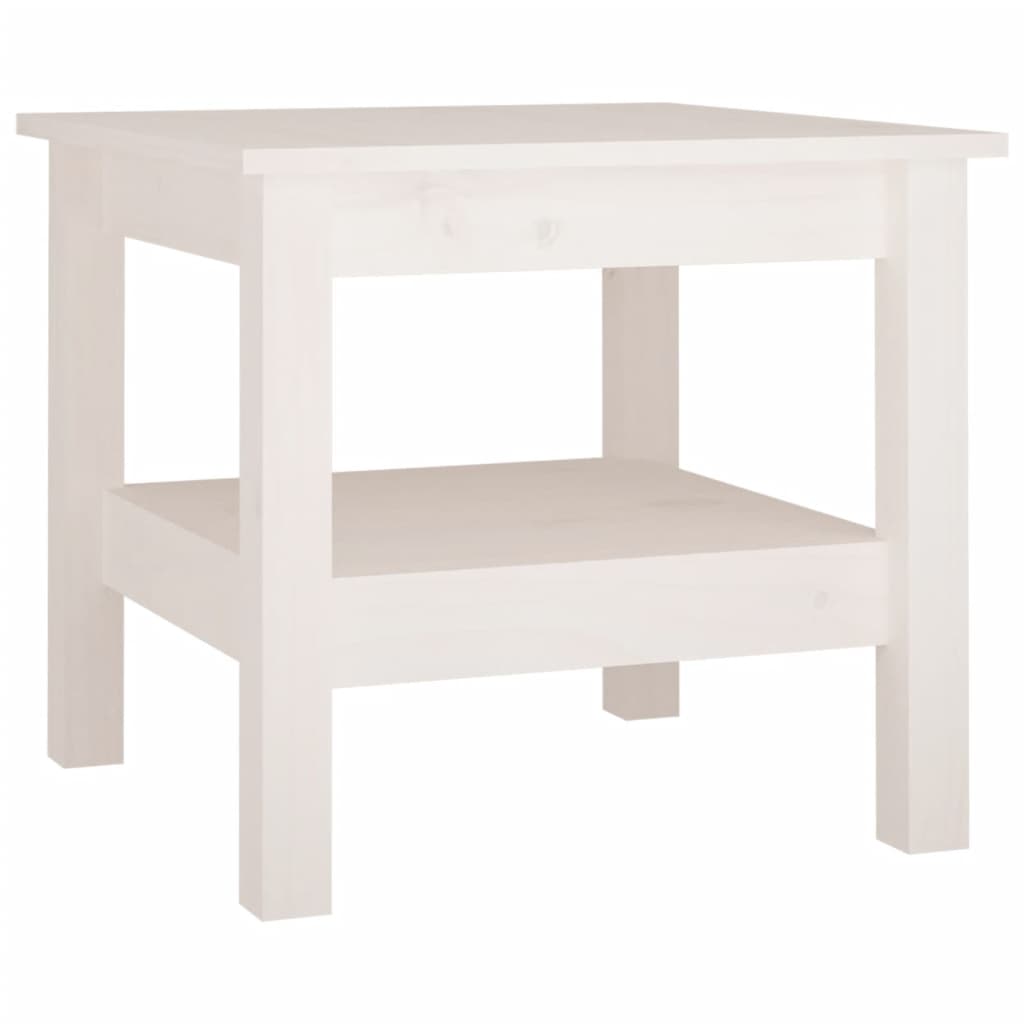 Mesa de café - mesa de centro blanca 45x45x40 cm madera maciza de pino