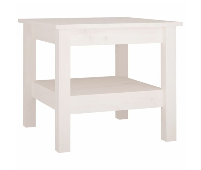 Mesa de café - mesa de centro blanca 45x45x40 cm madera maciza de pino