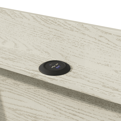 Cama estofada 90x200 cm - Com carregamento USB Tipo C, armazenamento multifuncional, LED, bege